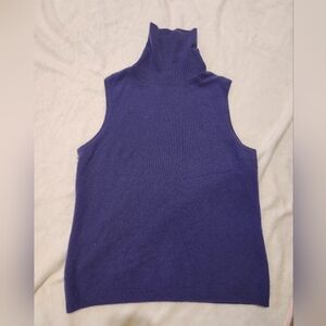 Lord & Taylor 100% Cashmere Sleeveless Turtleneck Purple Vintage Size Large